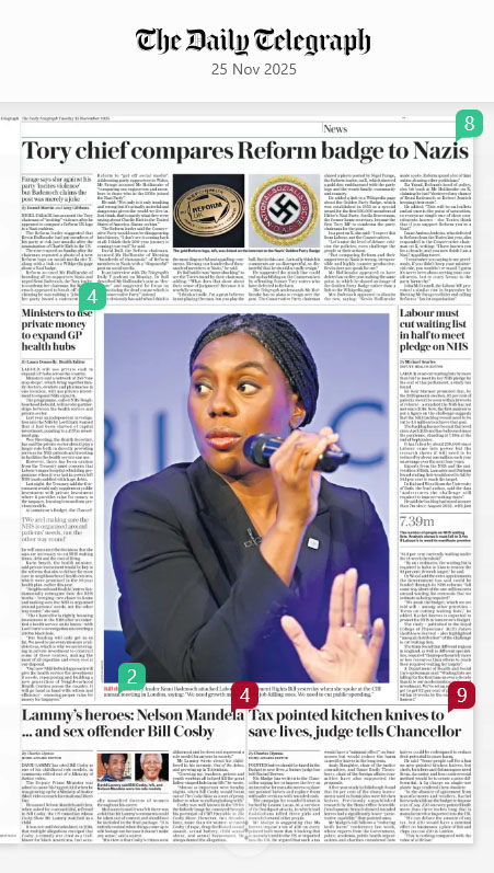 Diary Telegraph 25 November 2025