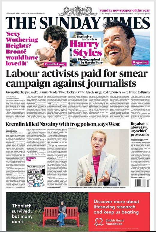 The Sunday Time 15 February  2026