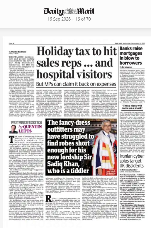 The Daily Mail 16 September 2026