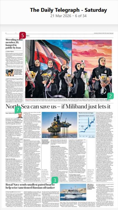 The Diary Telegraph 21 March 2026